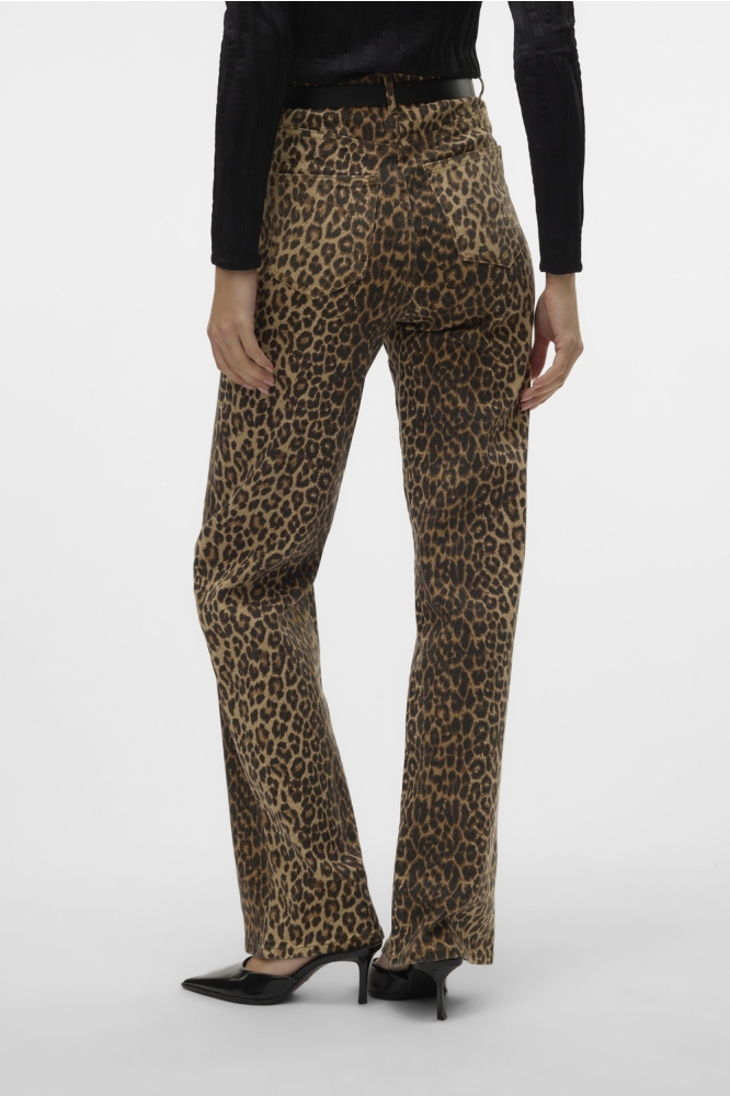 VMTESSA HR WIDE STRETCH AOP JEANS N 10330128 SILVER MINK/LEOPARD